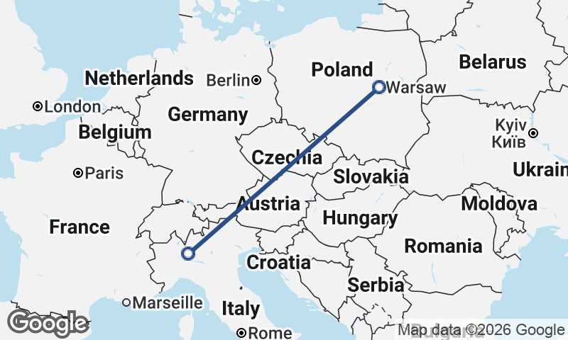 Milan to Warsaw