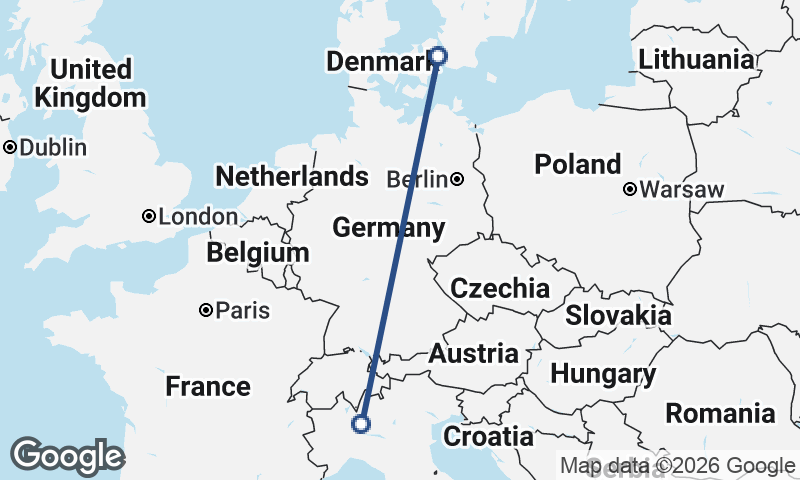 Milan to Copenhagen
