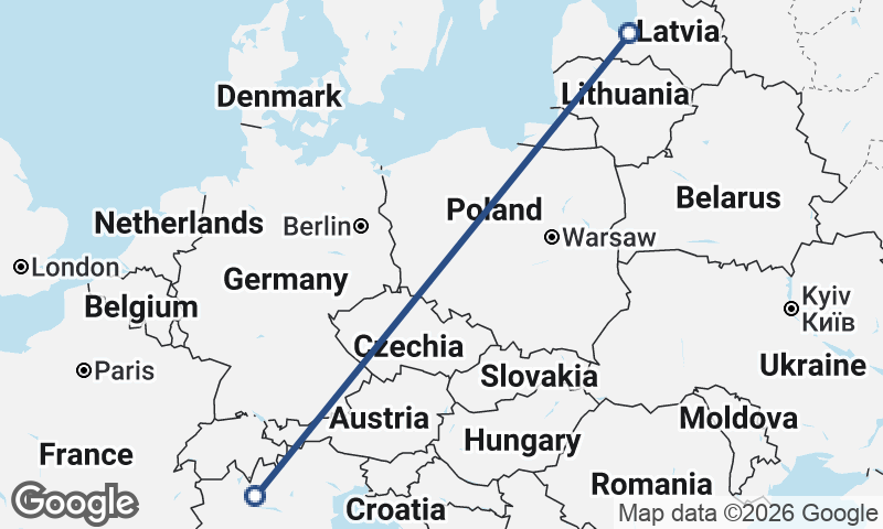 Milan to Riga