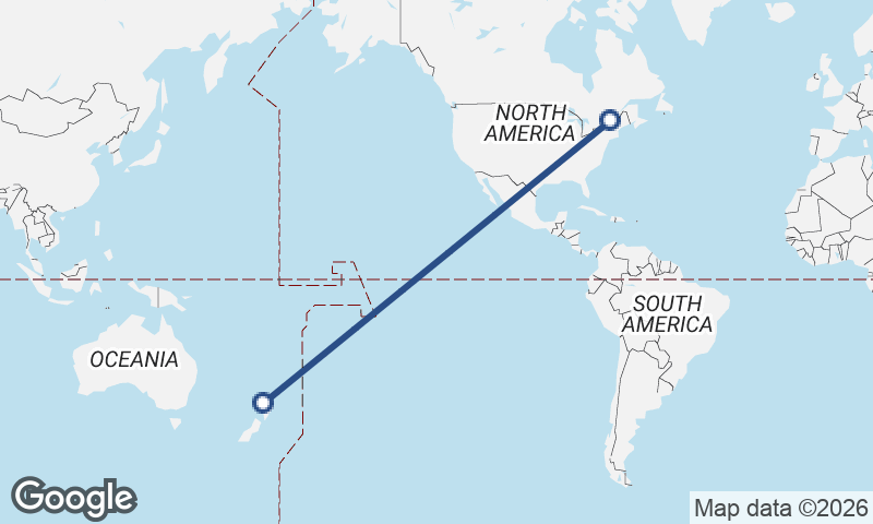 Montréal to Auckland