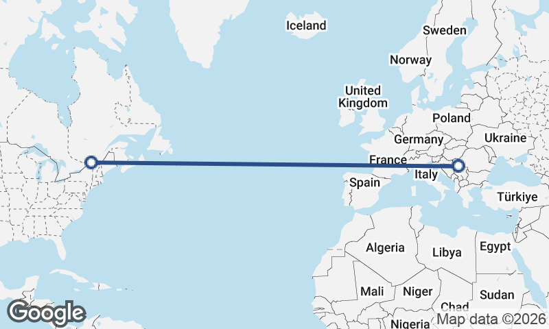 Montréal to Belgrade