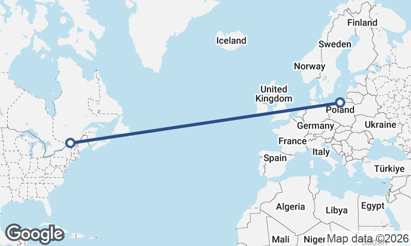 Montréal to Gdańsk