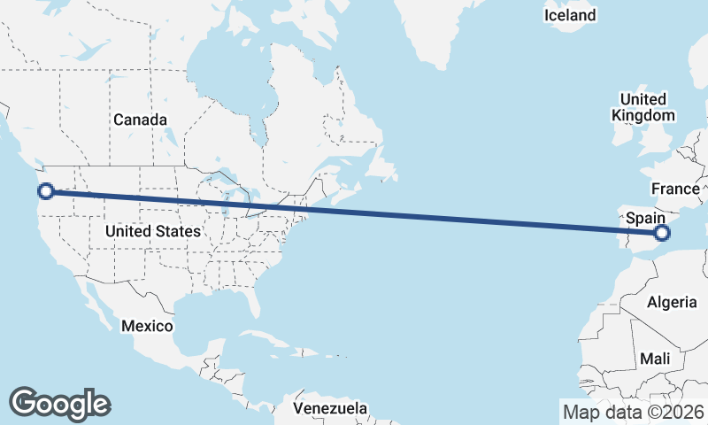 Portland to Valencia