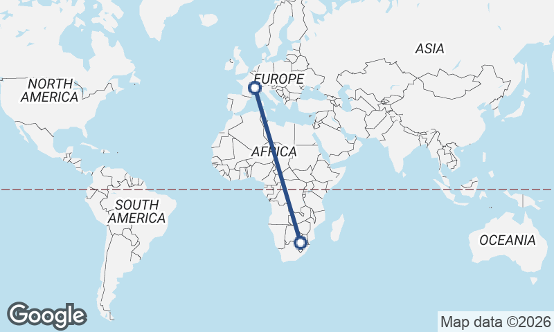 Lyon to Johannesburg