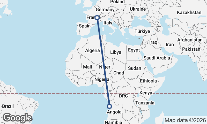 Lyon to Luanda