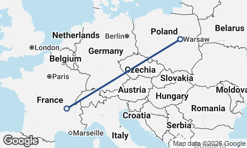 Lyon to Warsaw