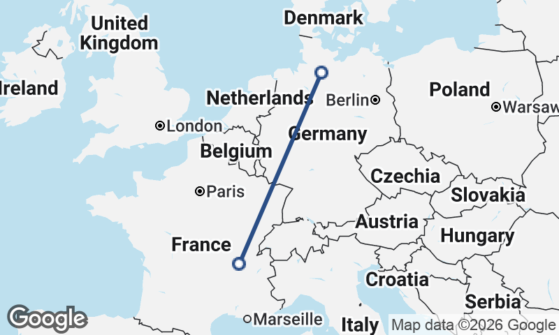 Lyon to Hamburg