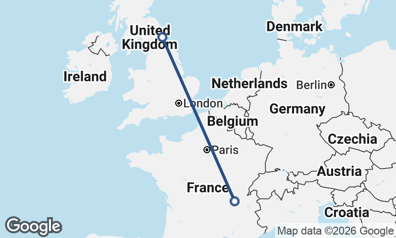 Lyon to Newcastle upon Tyne