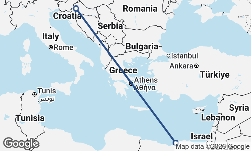 Zagreb to Alexandria