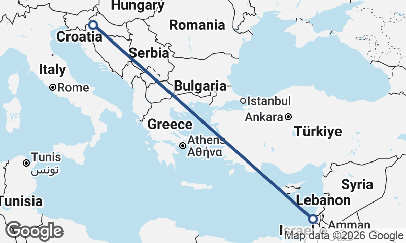Zagreb to Haifa