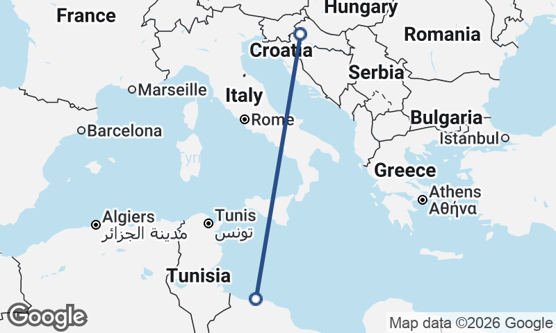 Zagreb to Tripoli