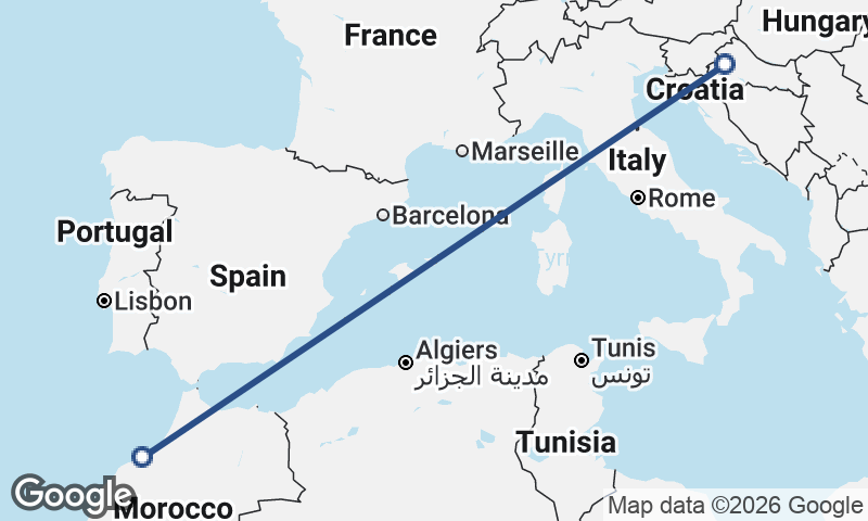Zagreb to Casablanca