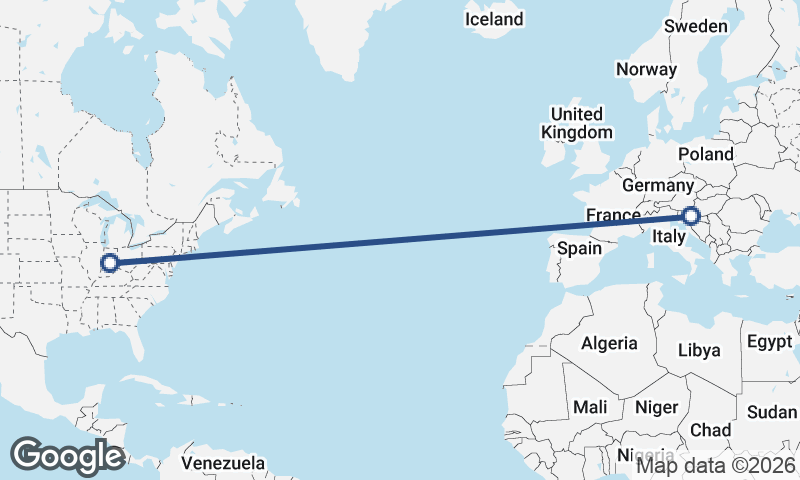 Zagreb to Indianapolis