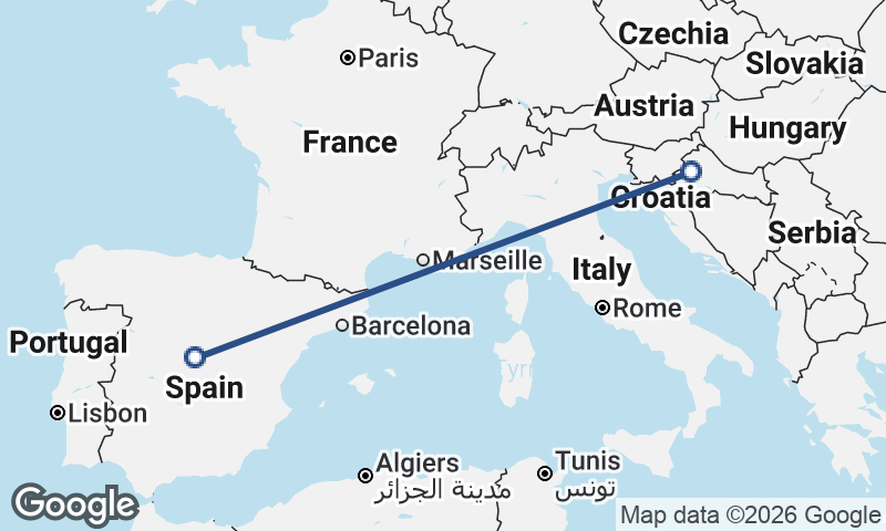 Zagreb to Madrid