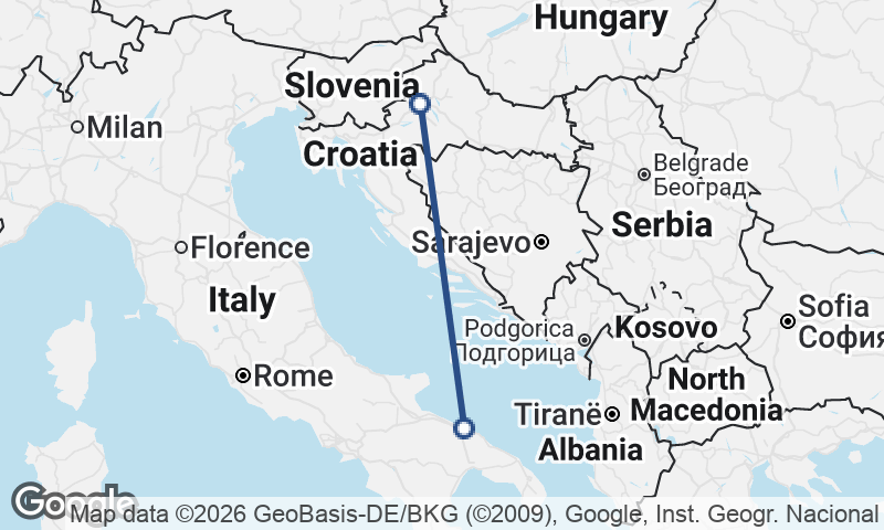 Zagreb to Bari