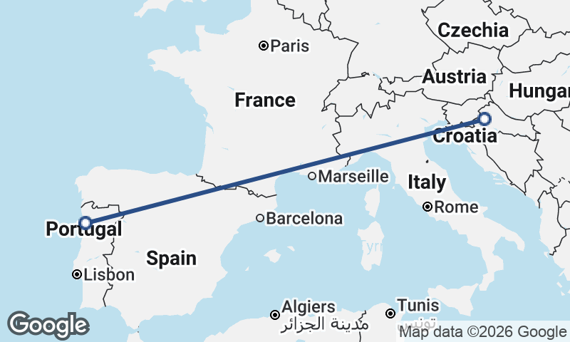 Zagreb to Porto