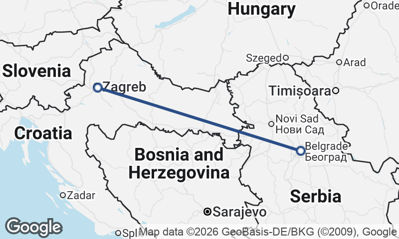 Zagreb to Belgrade