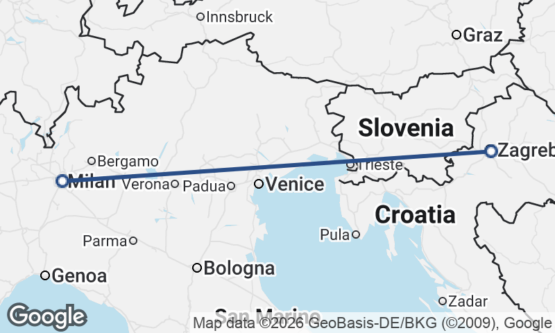 Zagreb to Milan