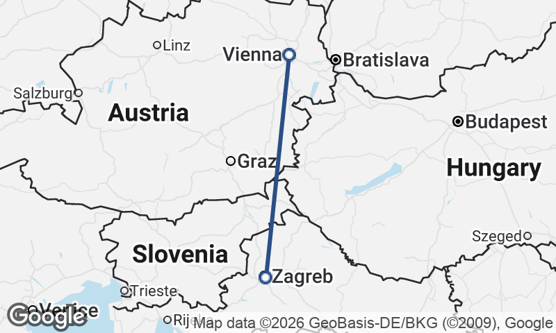 Zagreb to Vienna