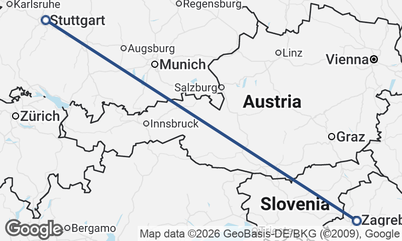 Zagreb to Stuttgart