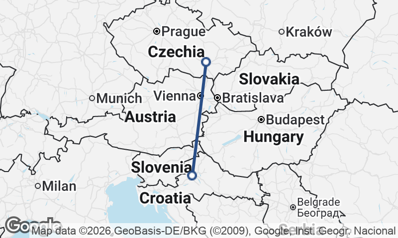 Zagreb to Brno