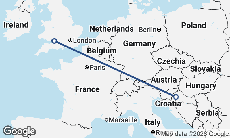 Zagreb to Bristol