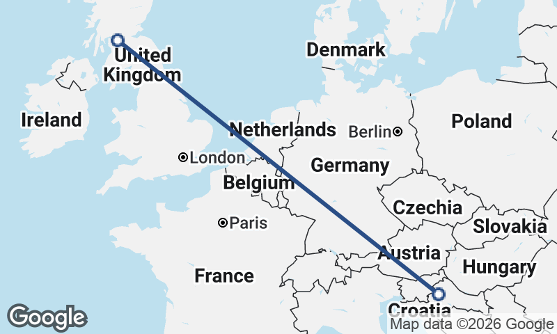 Zagreb to Glasgow