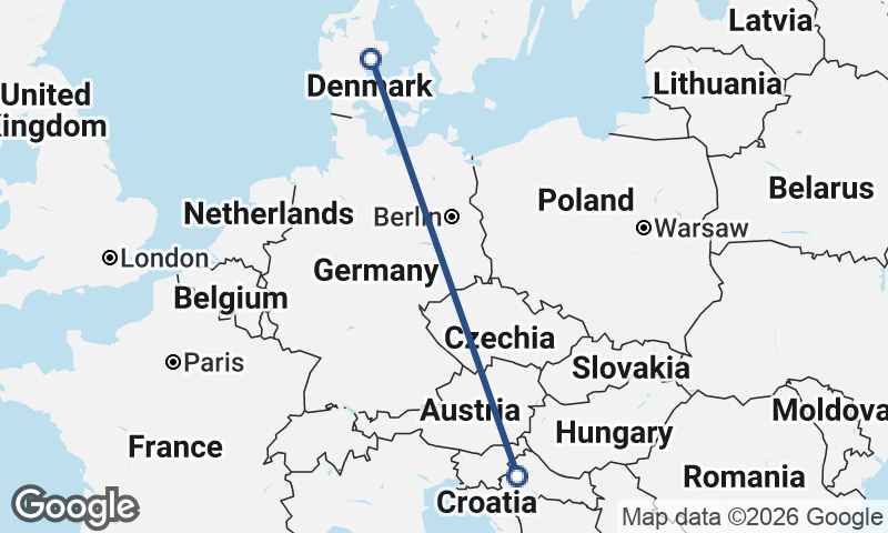 Zagreb to Aarhus