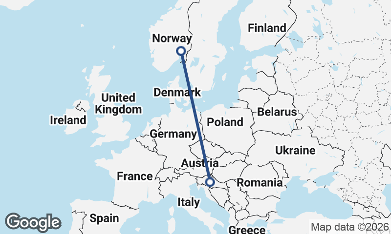 Zagreb to Oslo