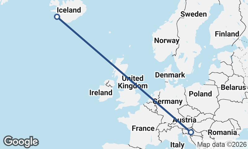 Zagreb to Reykjavík