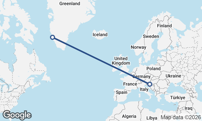 Zagreb to Nuuk