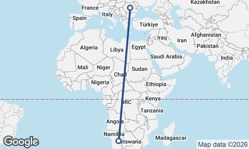 Romania to Namibia