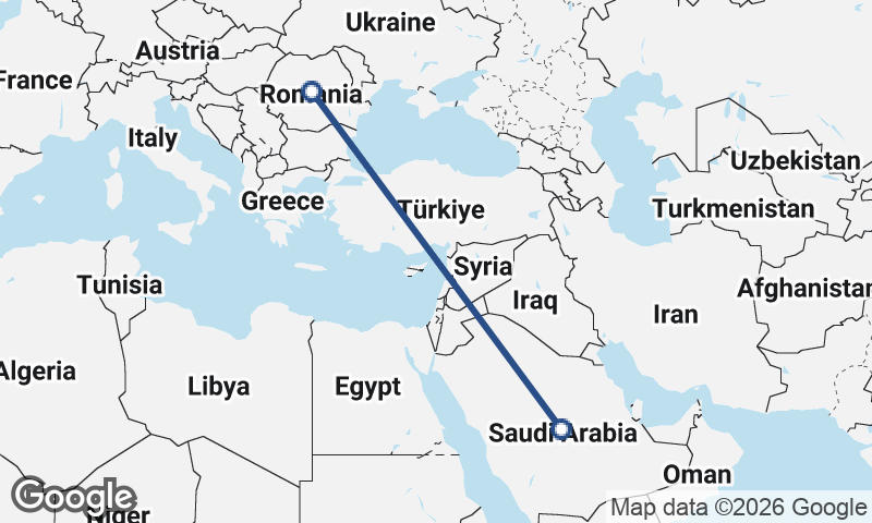 Romania to Saudi Arabia