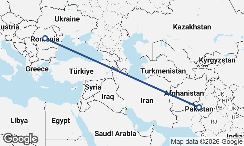 Romania to Pakistan