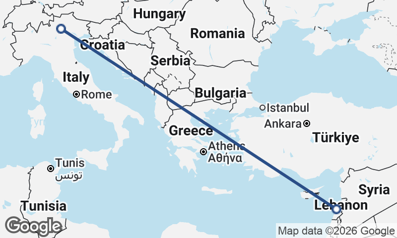 Trento to Beirut