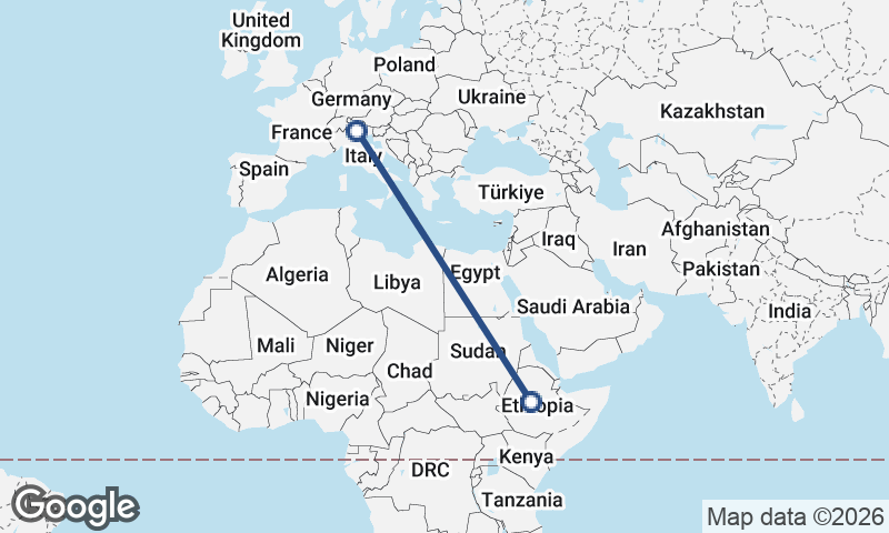 Trento to Addis Ababa