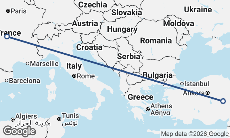 France to Turkey