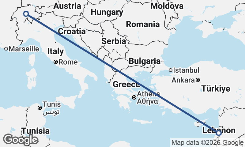 Switzerland to Lebanon