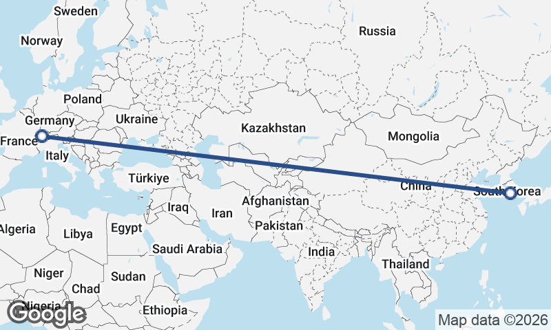 Switzerland to South Korea