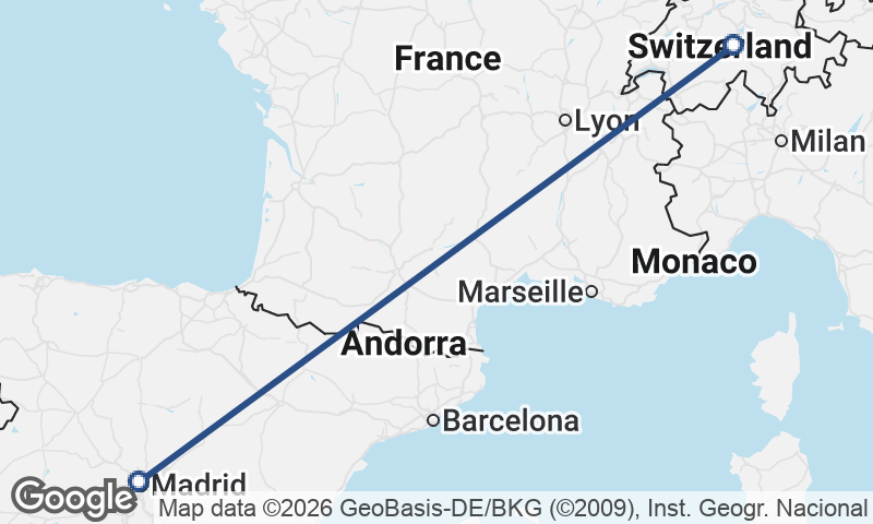 Switzerland to Spain