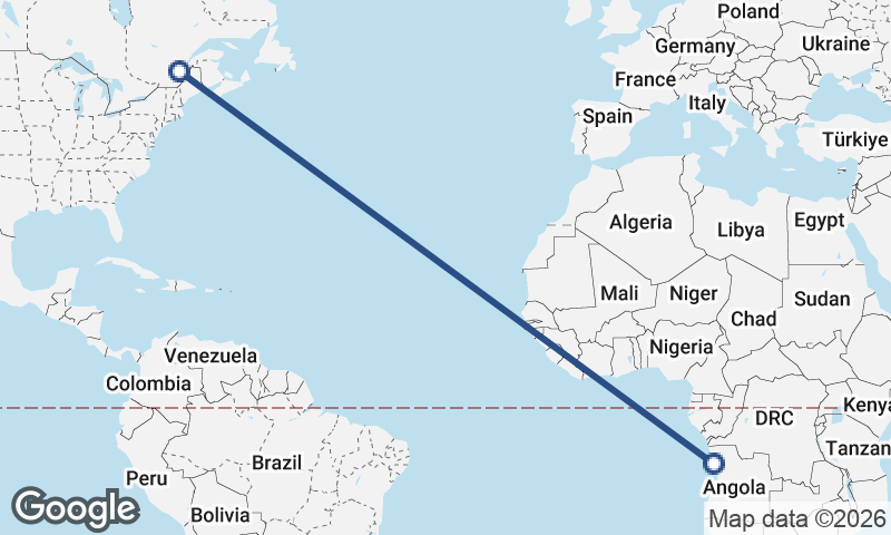 Québec to Luanda