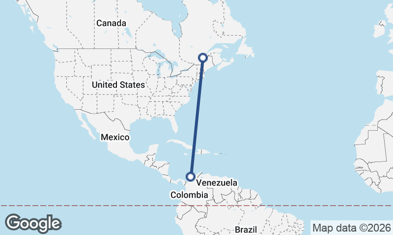 Québec to Cartagena