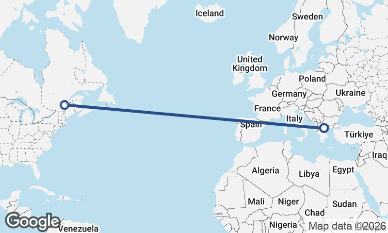 Québec to Thessaloníki