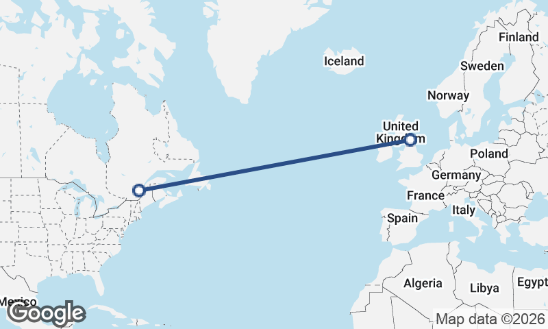 Québec to Newcastle upon Tyne