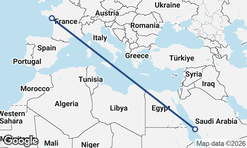 Nantes to Jeddah