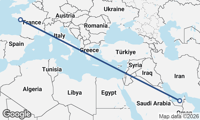 Nantes to Abu Dhabi