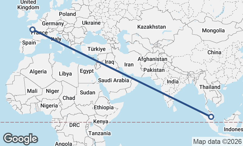 Nantes to Kuala Lumpur