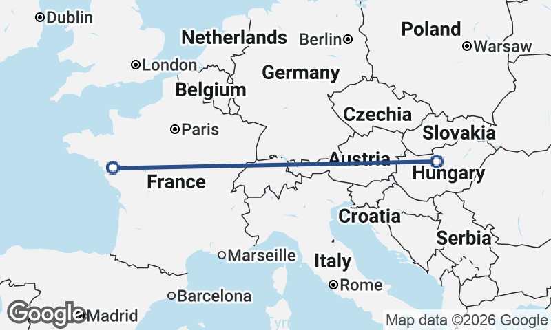 Nantes to Budapest