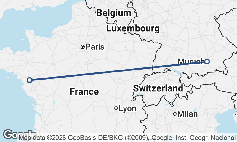 Nantes to Munich