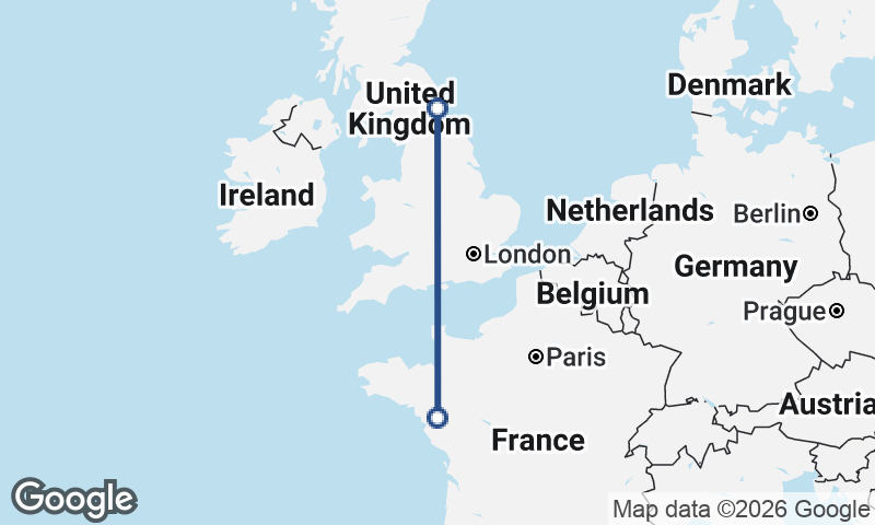 Nantes to Newcastle upon Tyne